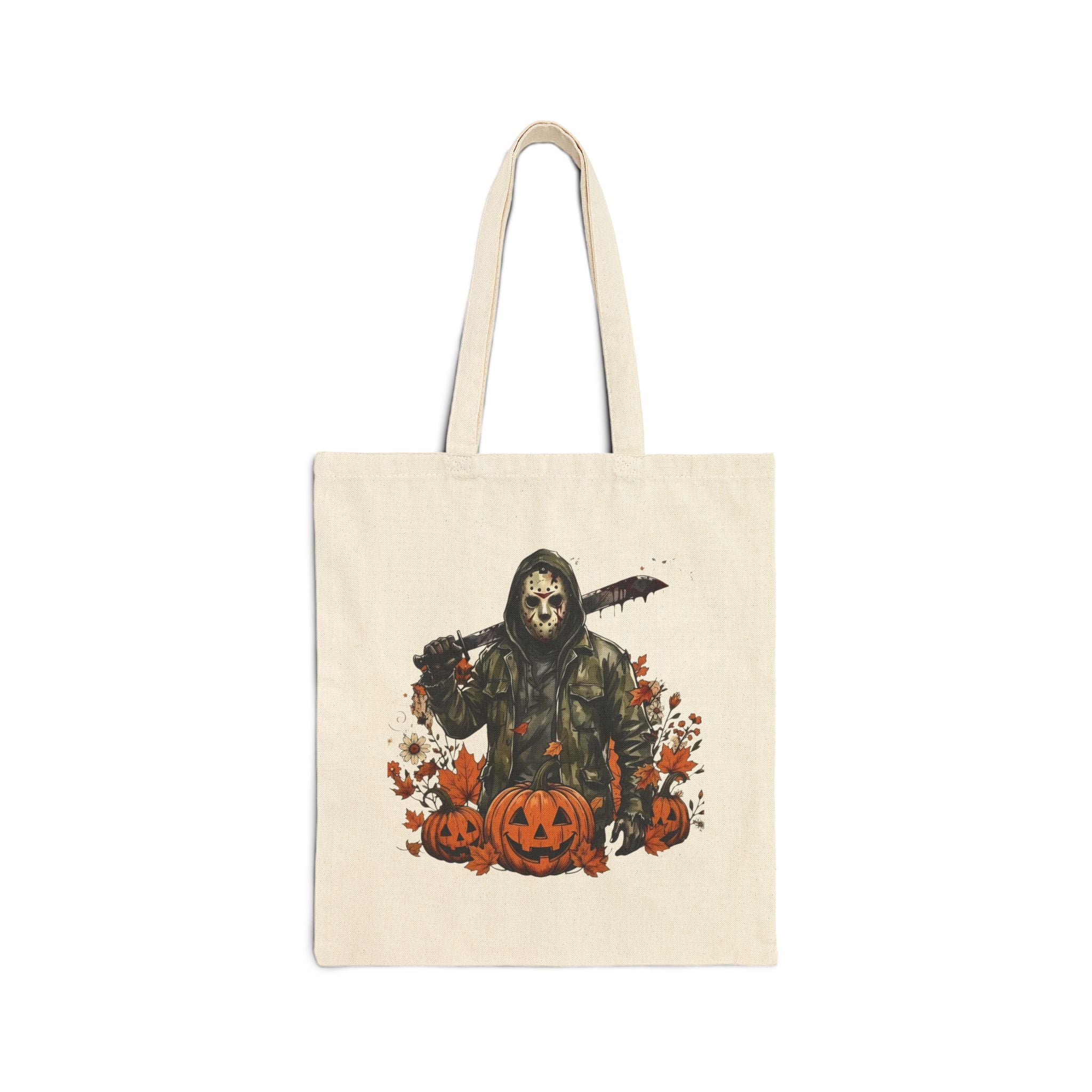 Halloween Scarecrow Tote Bag – Grim Reaper Pumpkin Harvest Canvas Tote