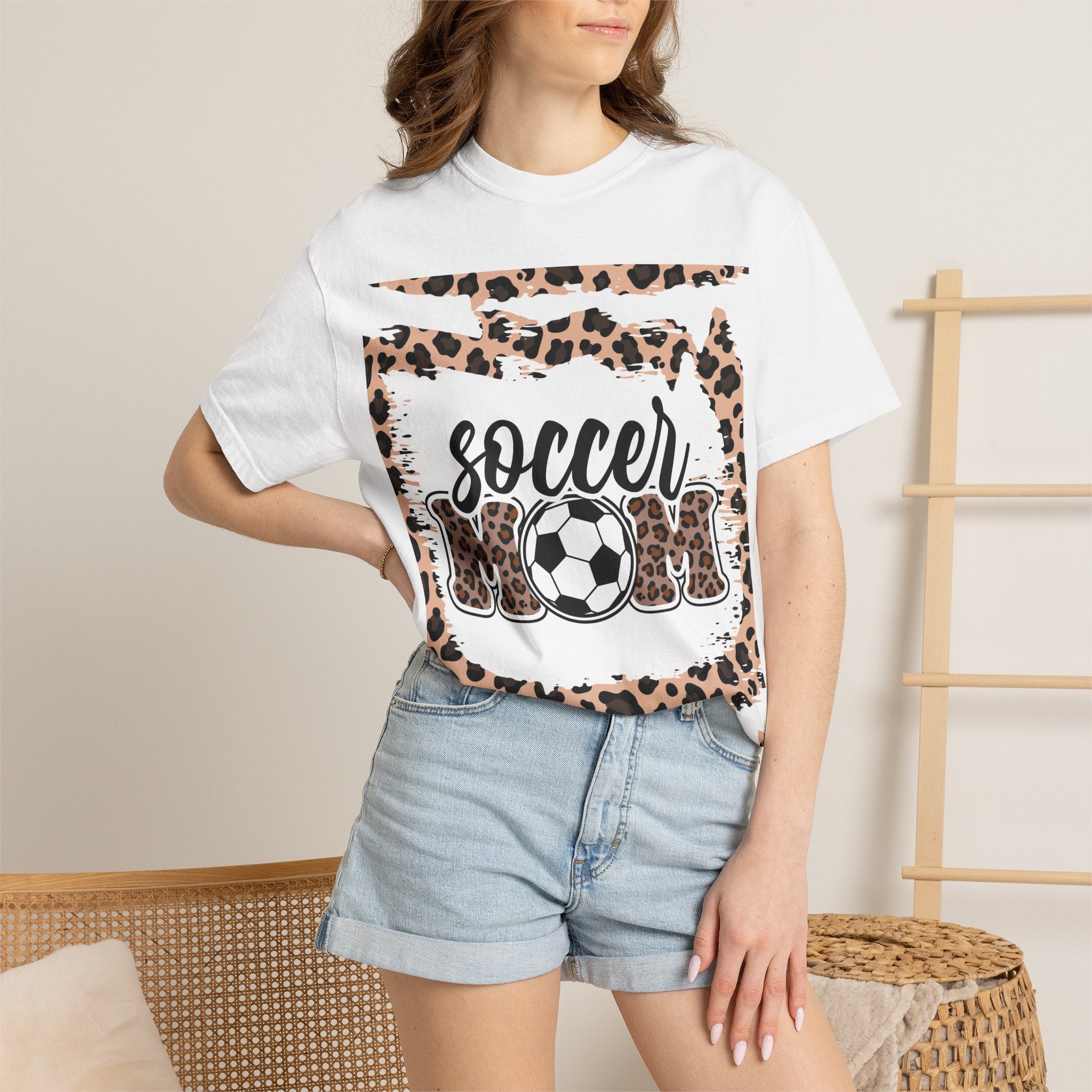 Soccer Mom Leopard Print T-Shirt – Soccer Ball Graphic Tee for Proud Moms