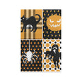 Halloween Patchwork Microfiber Tea Towel — Black Cat, Jack-O’-Lantern, Spider & Ghost Kitchen Tea Towel