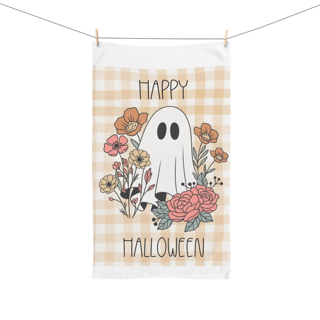 Happy Halloween Ghost Floral Hand Towel