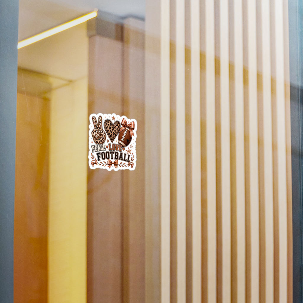 Peace Love Football Leopard Print Vinyl Sticker