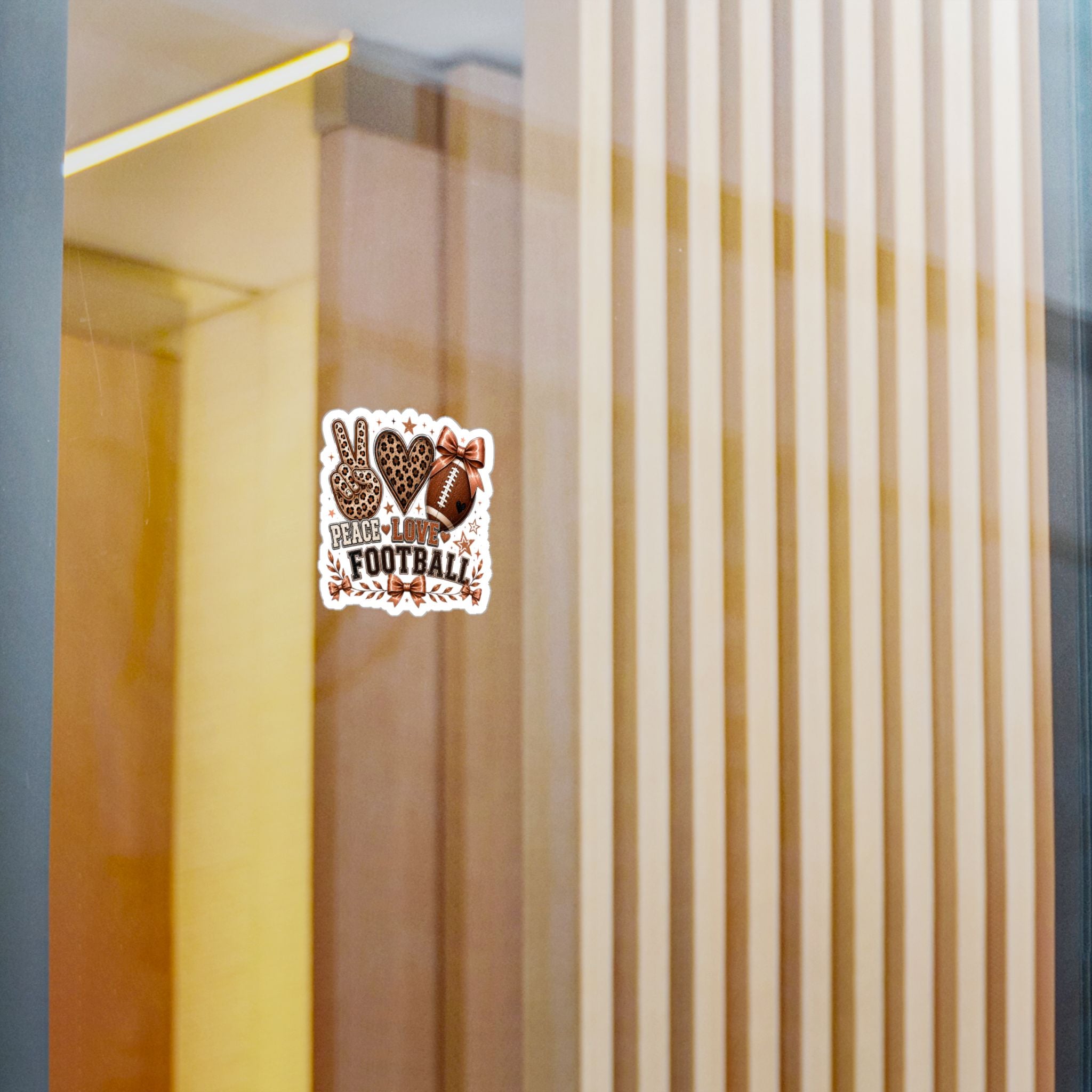 Peace Love Football Leopard Print Vinyl Sticker