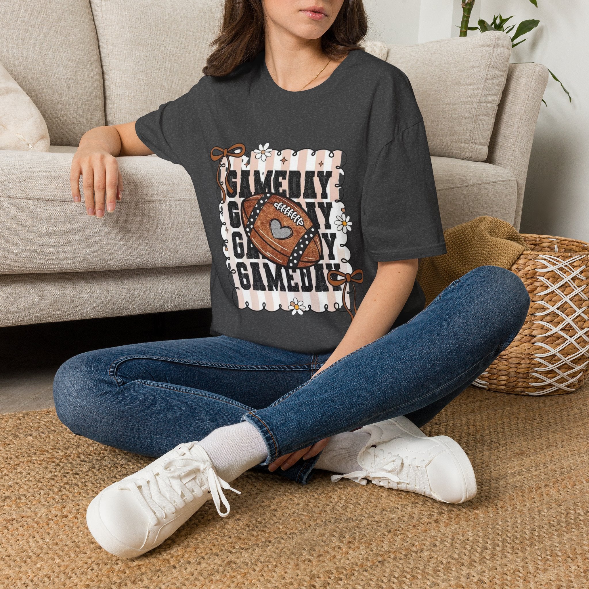 Gameday Football Tee – Retro Floral Tailgate Shirt