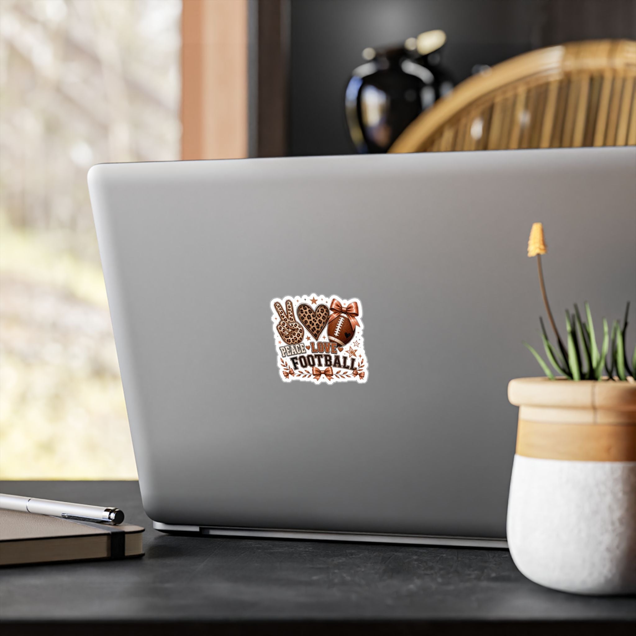 Peace Love Football Leopard Print Vinyl Sticker