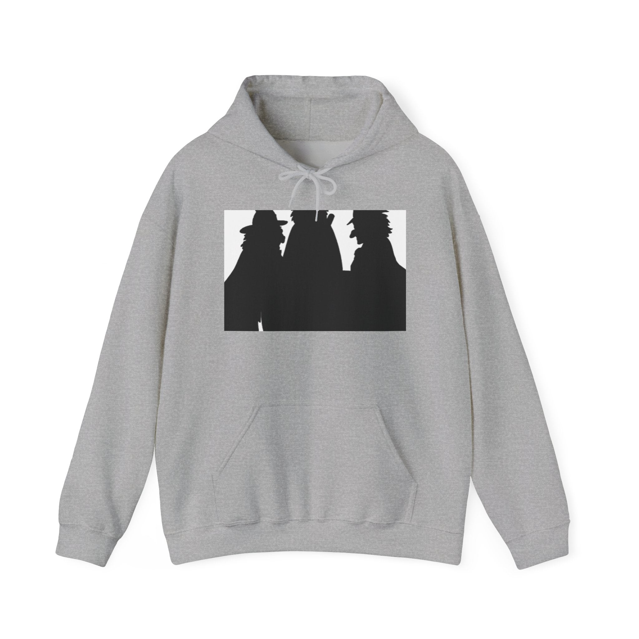 Silhouette Trio Hoodie — Mystery Detective Shadow Graphic Hooded Sweatshirt
