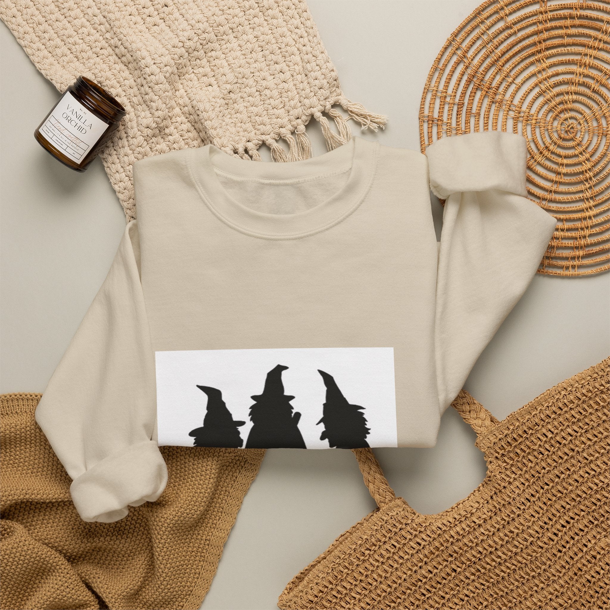 Witch Silhouette Crewneck Sweatshirt – Spooky Trio Halloween Pullover