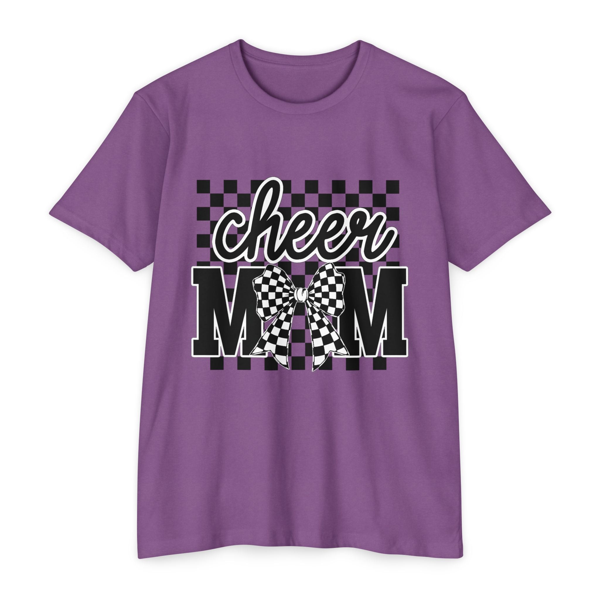 Cheer Mom Graphic T‑Shirt — Checkerboard Bow Design