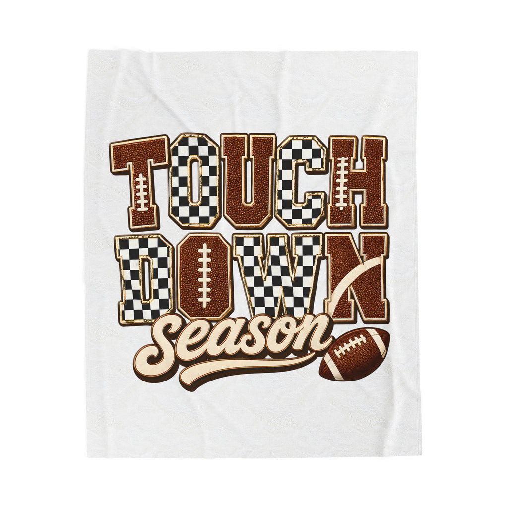 Touchdown Season Velveteen Plush Blanket | Football Typography Design