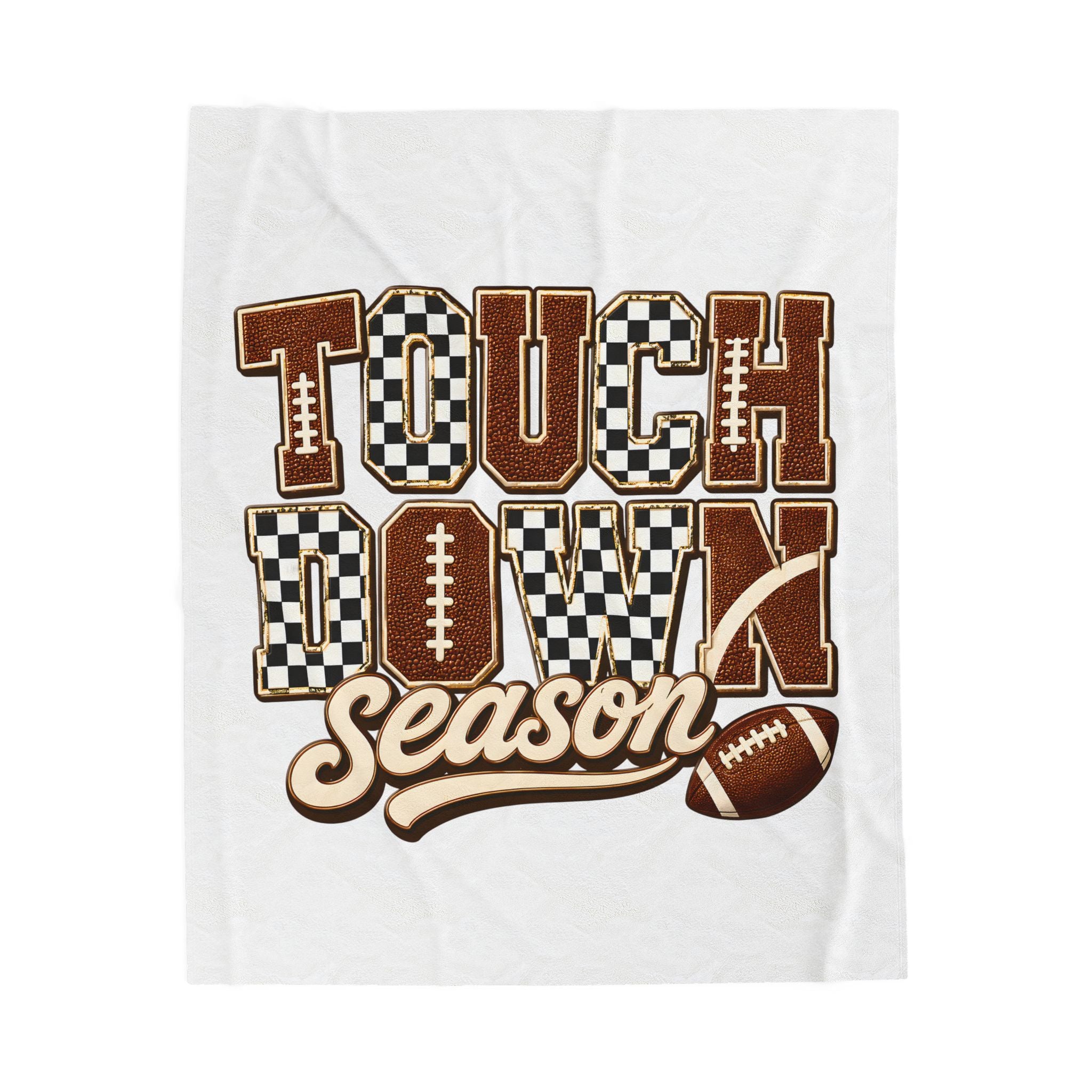 Touchdown Season Velveteen Plush Blanket | Football Typography Design