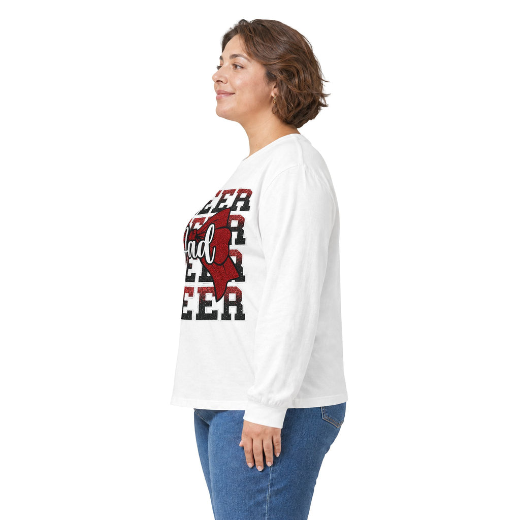 Cheer Dad Long Sleeve Tee — Red Bow Cheerleader Dad Shirt