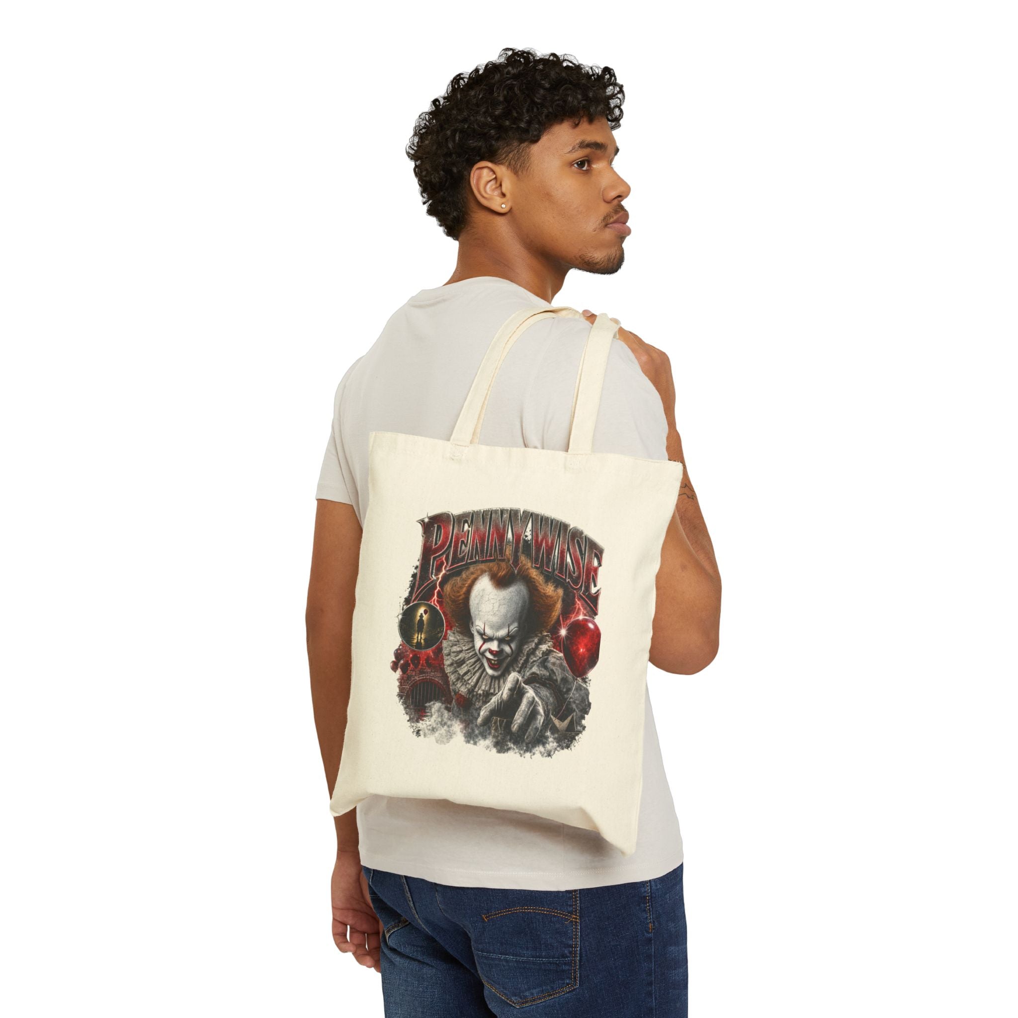 Horror Pennywise Tote Bag — Stephen King-Inspired Scary Clown Canvas Tote