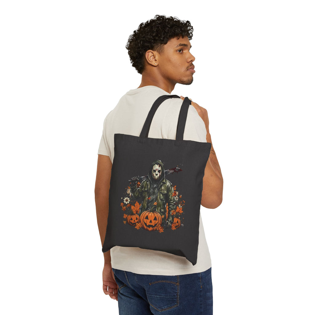 Halloween Scarecrow Tote Bag – Grim Reaper Pumpkin Harvest Canvas Tote