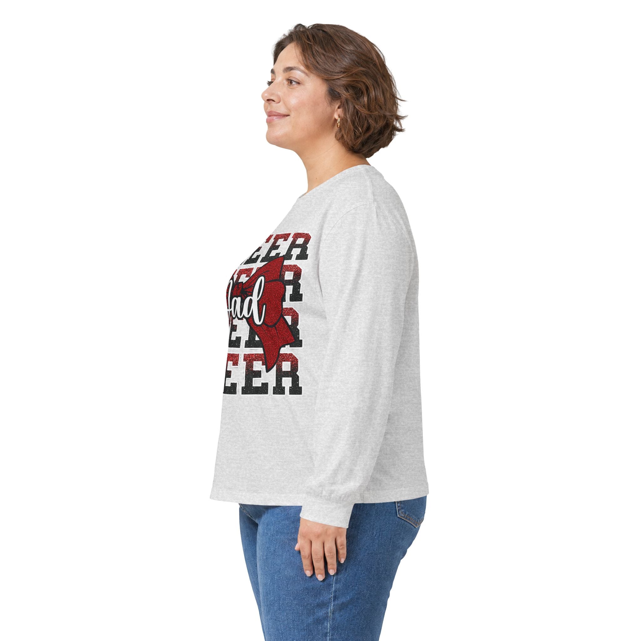 Cheer Dad Long Sleeve Tee — Red Bow Cheerleader Dad Shirt