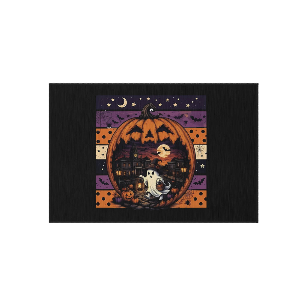 Halloween Pumpkin Ghost Outdoor Rug — Spooky Front Porch Doormat