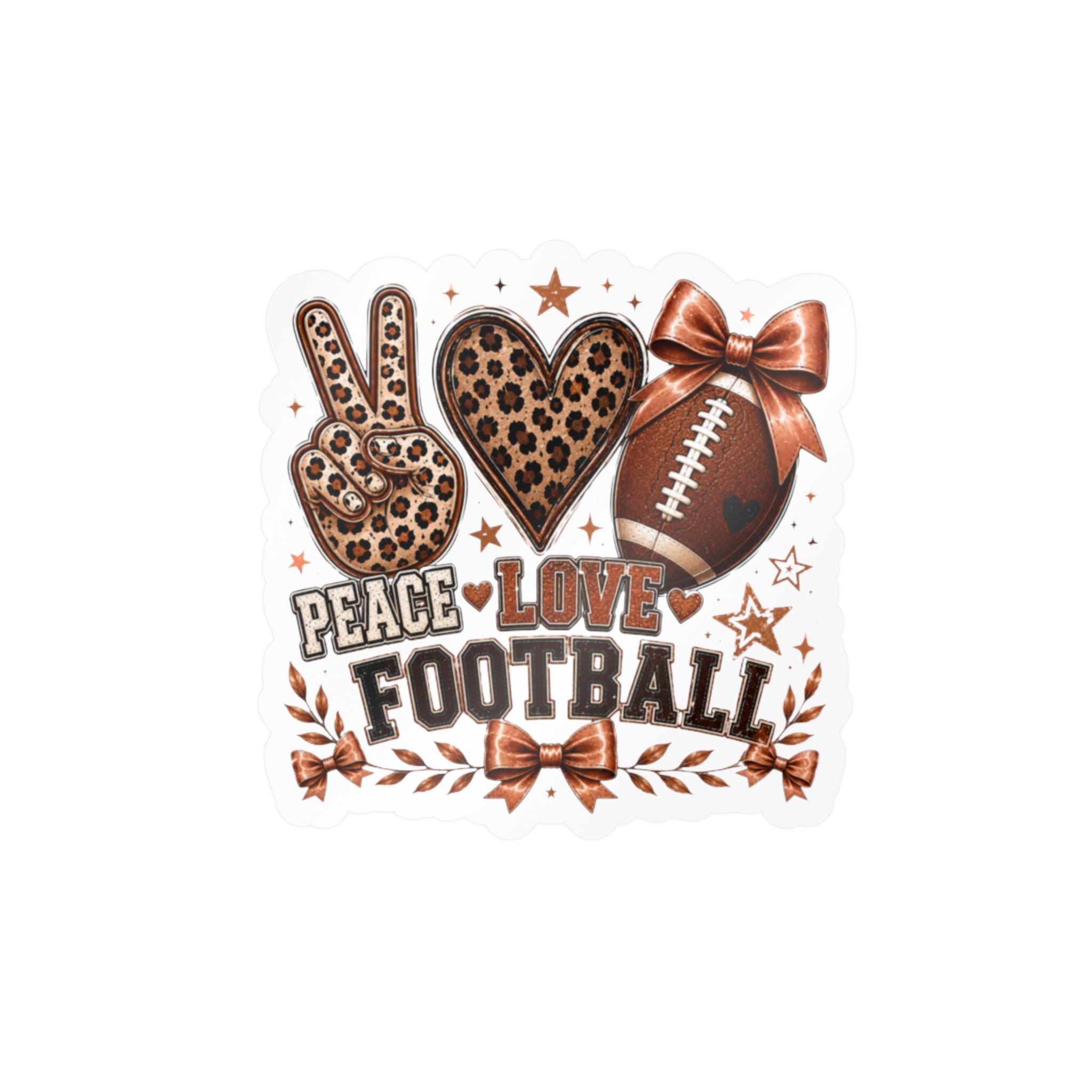 Peace Love Football Leopard Print Vinyl Sticker