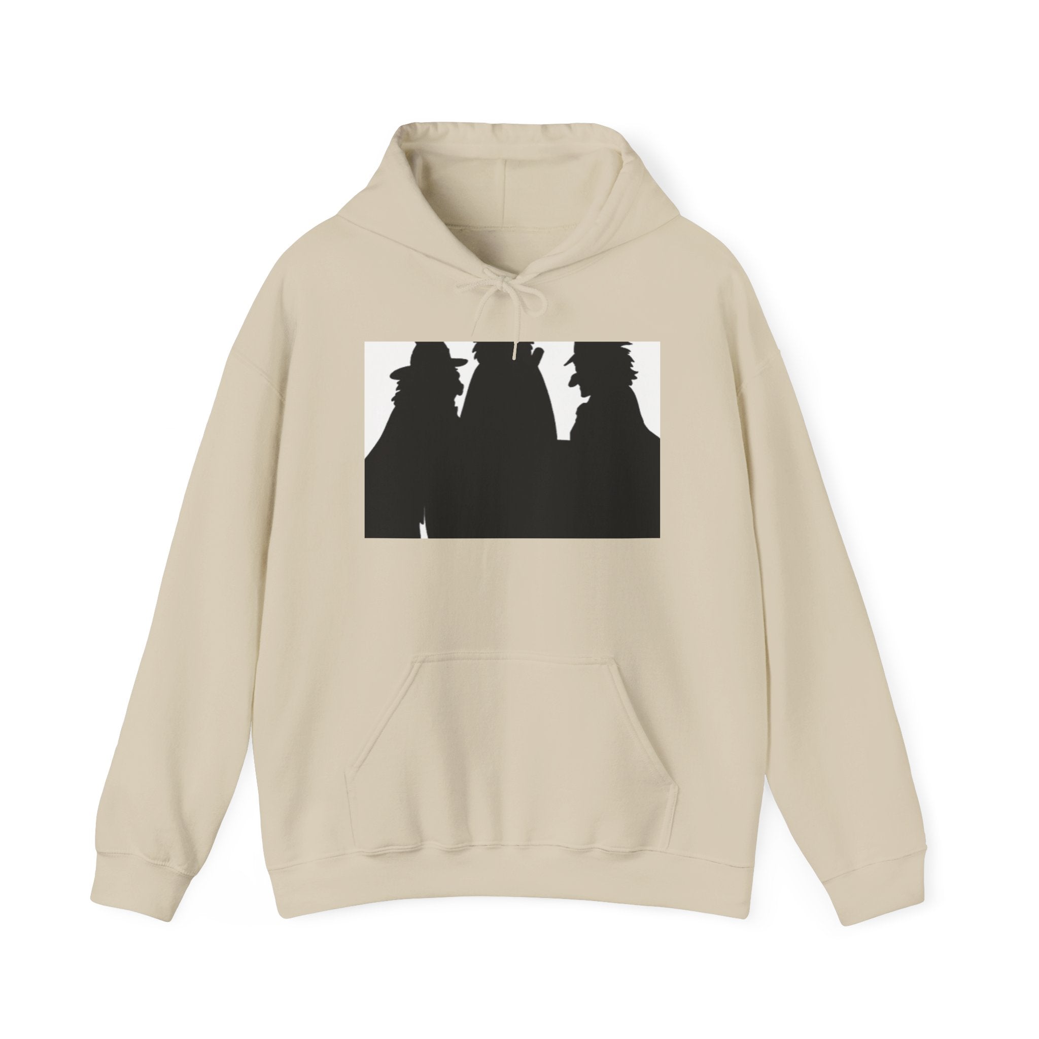 Silhouette Trio Hoodie — Mystery Detective Shadow Graphic Hooded Sweatshirt
