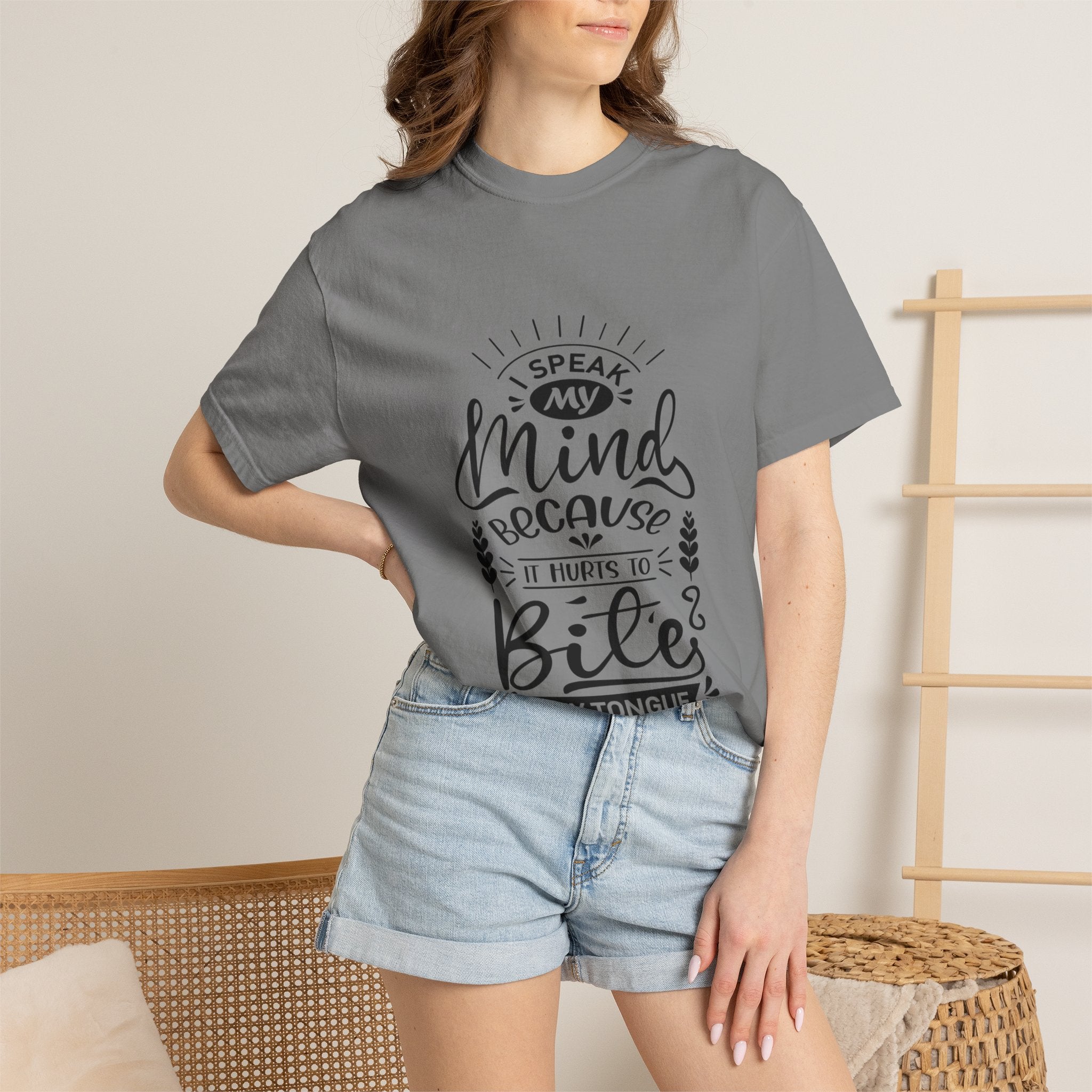Graphic T-Shirt — "I Speak My Mind Because It Hurts to Bite My Tongue" Casual Statement Tee