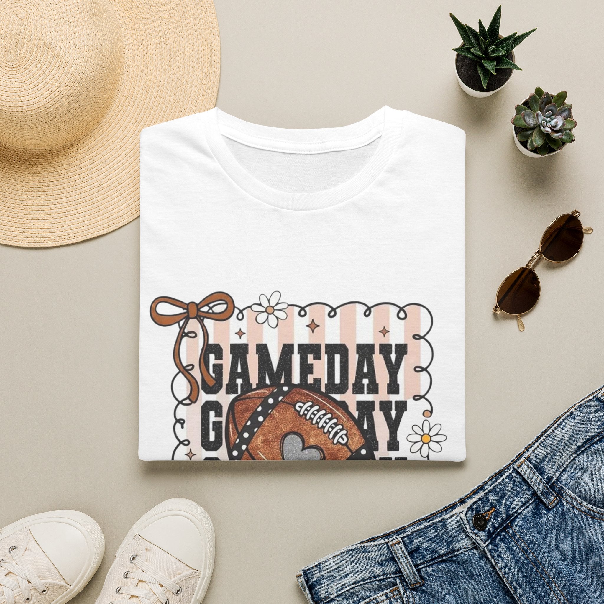 Gameday Football Tee – Retro Floral Tailgate Shirt