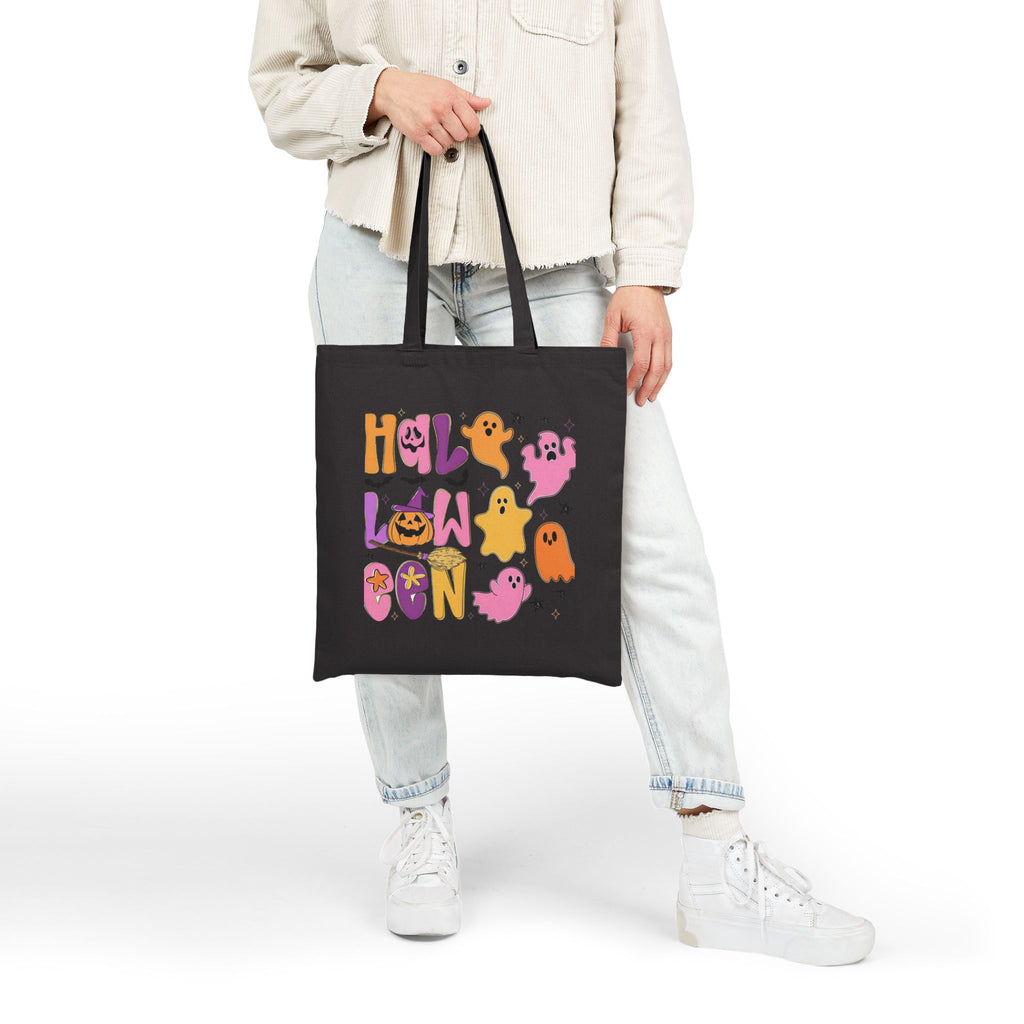 Halloween Ghosts Canvas Tote Bag — Cute Retro Trick-or-Treat Shopper