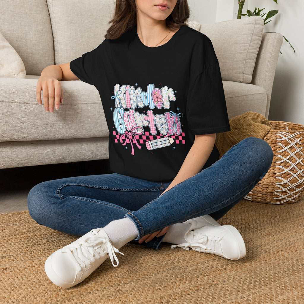 Kindergarten Teacher T-Shirt — Cute Pastel 'Kindergarten' Bubble Letter Design