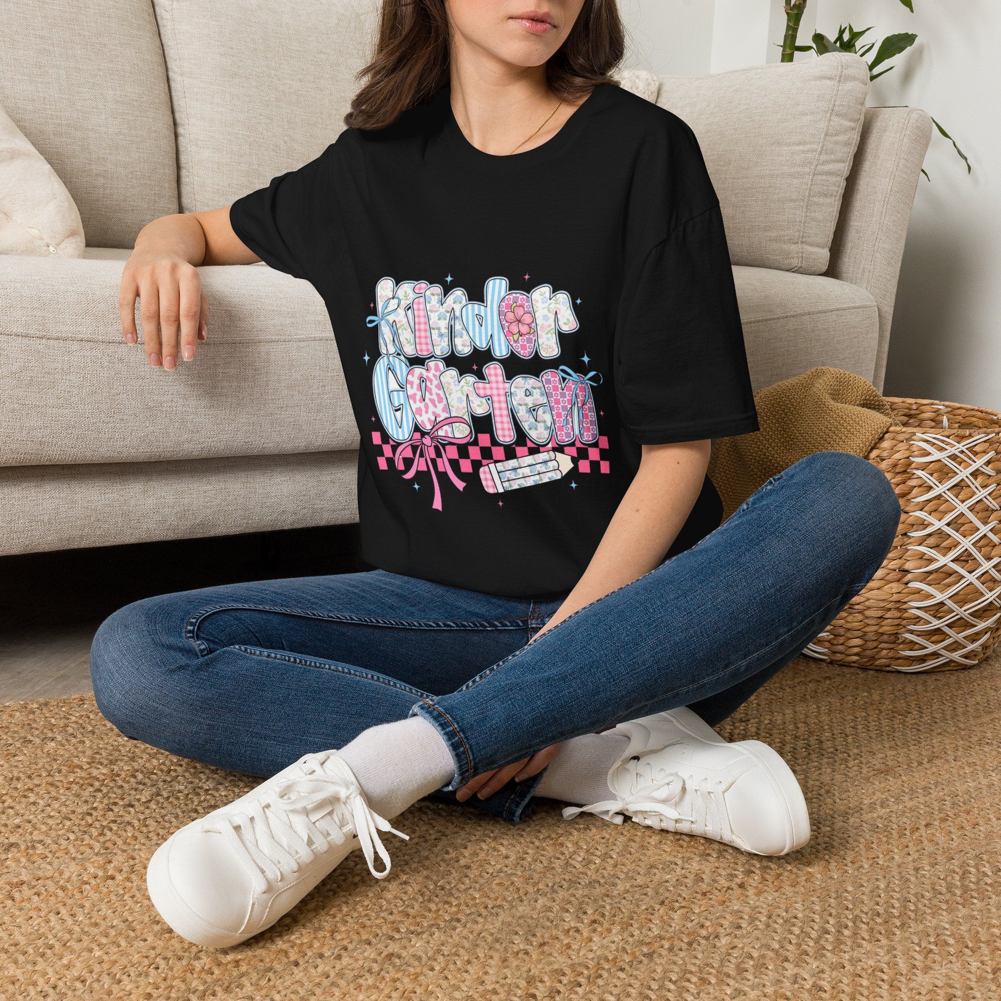 Kindergarten Teacher T-Shirt — Cute Pastel 'Kindergarten' Bubble Letter Design