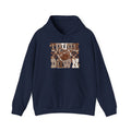 Retro Brown 'Groove Baby' Graphic Hoodie — Vintage Checkerboard Planet Design