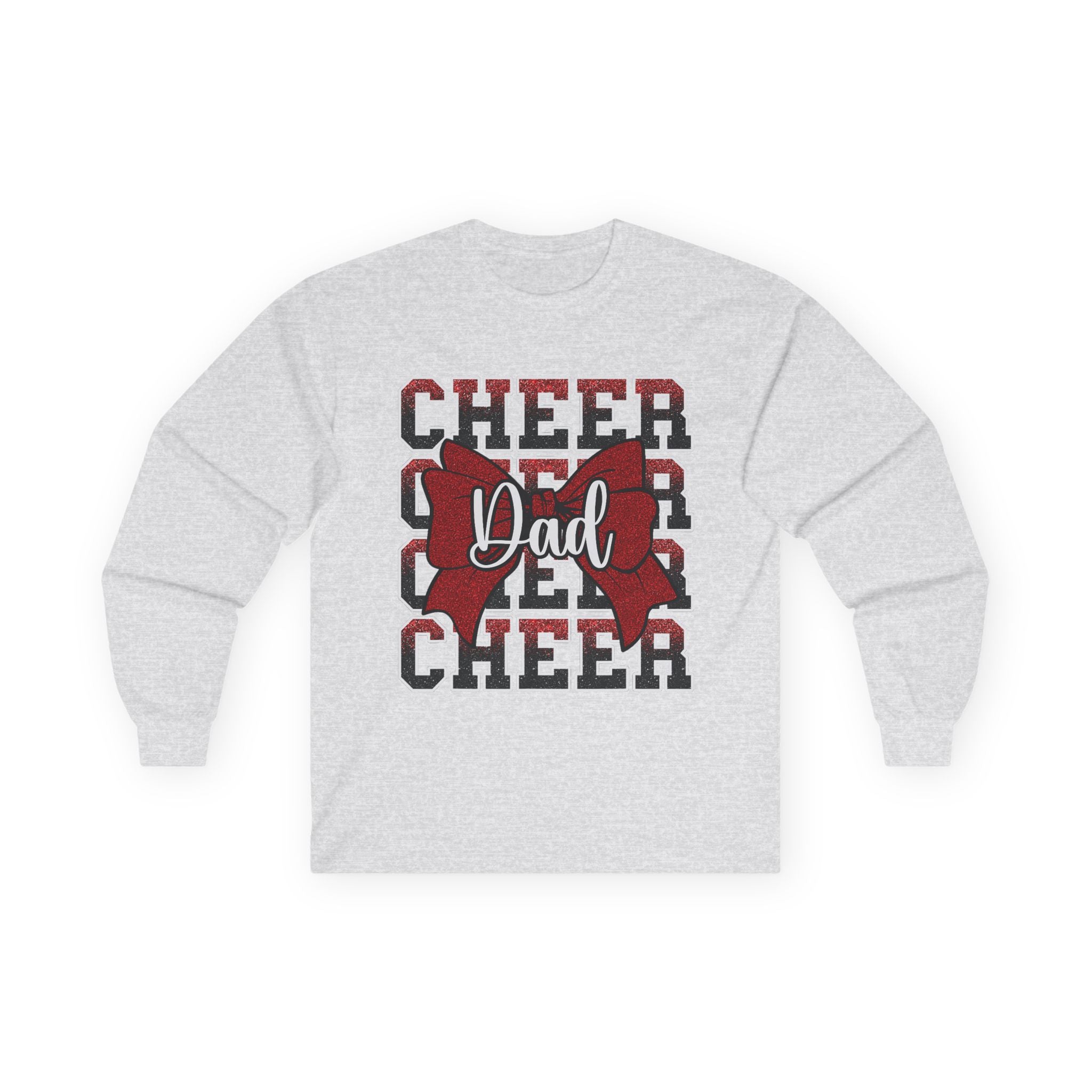Cheer Dad Long Sleeve Tee — Red Bow Cheerleader Dad Shirt