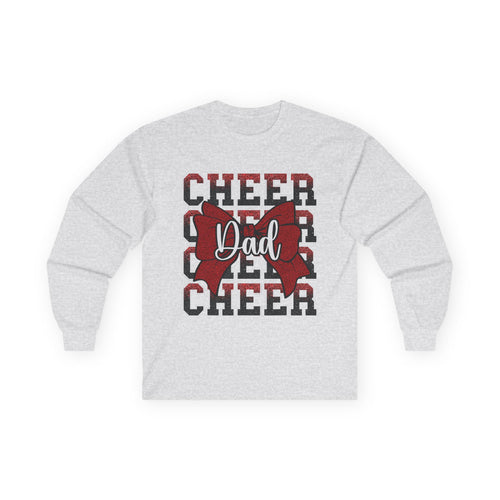 Cheer Dad Long Sleeve Tee — Red Bow Cheerleader Dad Shirt