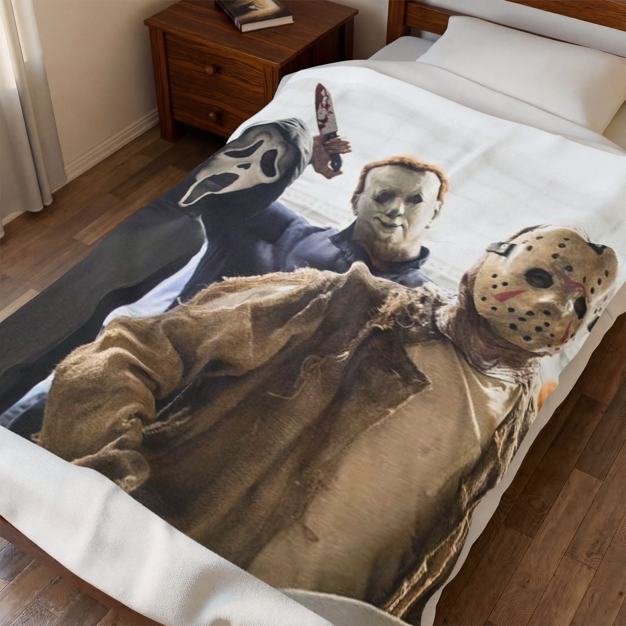 Horror Icons Velveteen Plush Blanket — Scream, Michael Myers & Jason Throw
