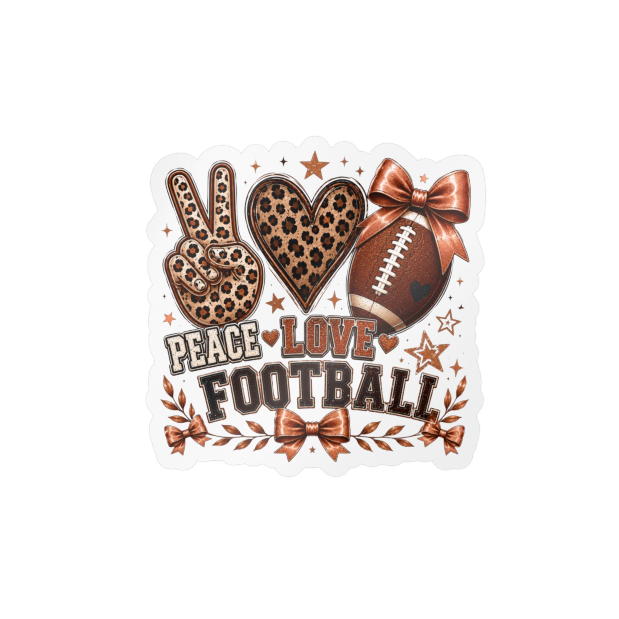 Peace Love Football Leopard Print Vinyl Sticker