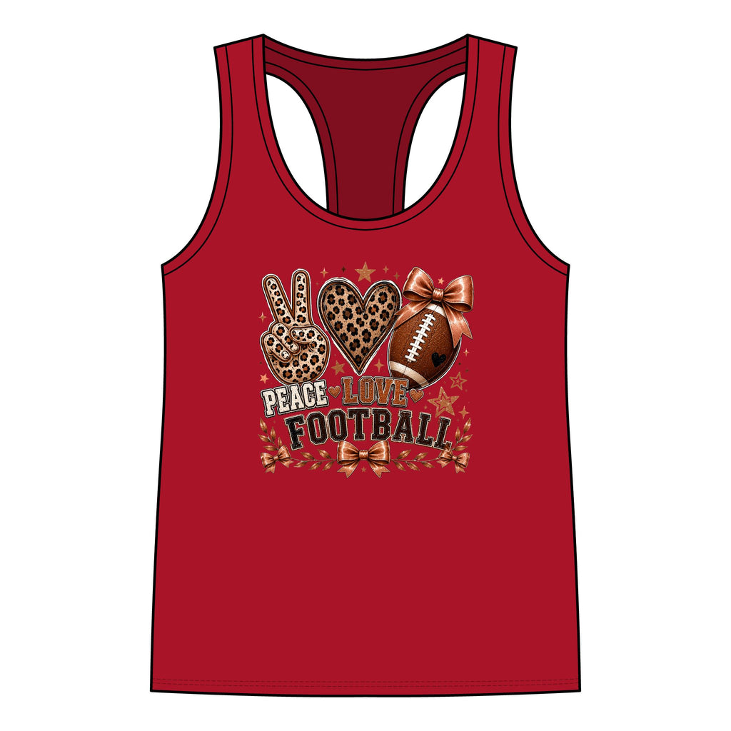 Peace Love Football Leopard Print Racerback Tank