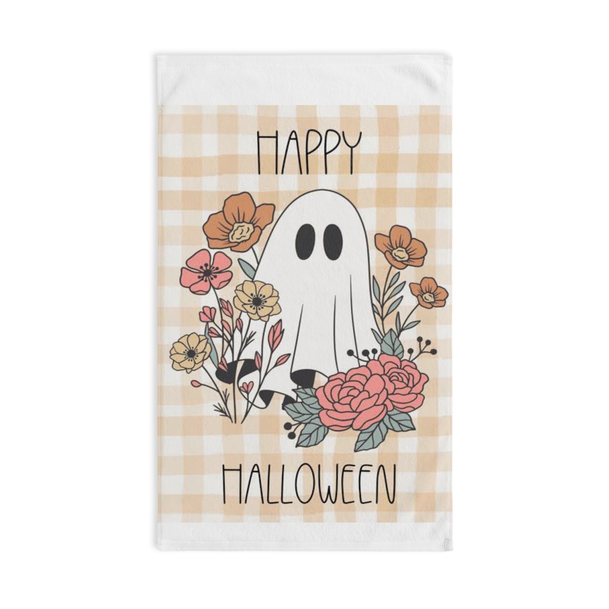 Happy Halloween Ghost Floral Hand Towel