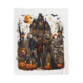 Horror Icons Plush Blanket — Haunted House Halloween Throw Classic Slasher Characters