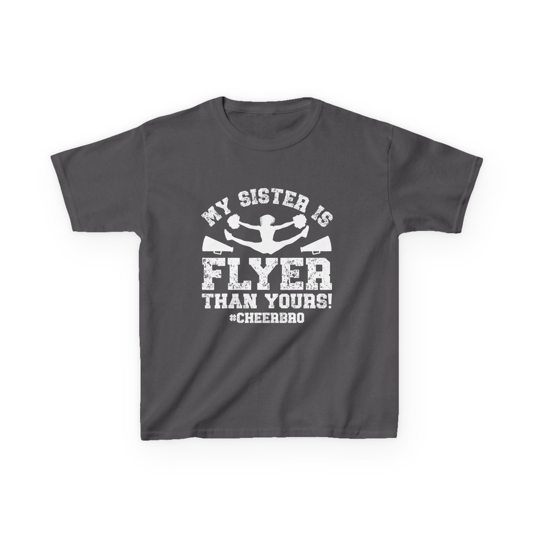 Kids Tee — “My Sister Is Flyer Than Yours! #CHEERBBO” Cheerleading T‑Shirt