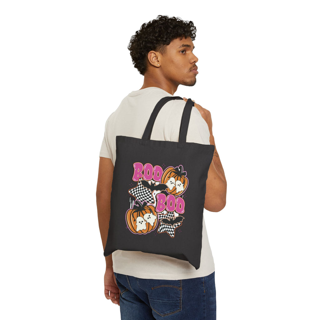 Boo Boo Pumpkin Tote Bag - Cute Retro Halloween Cotton Canvas Market Tote