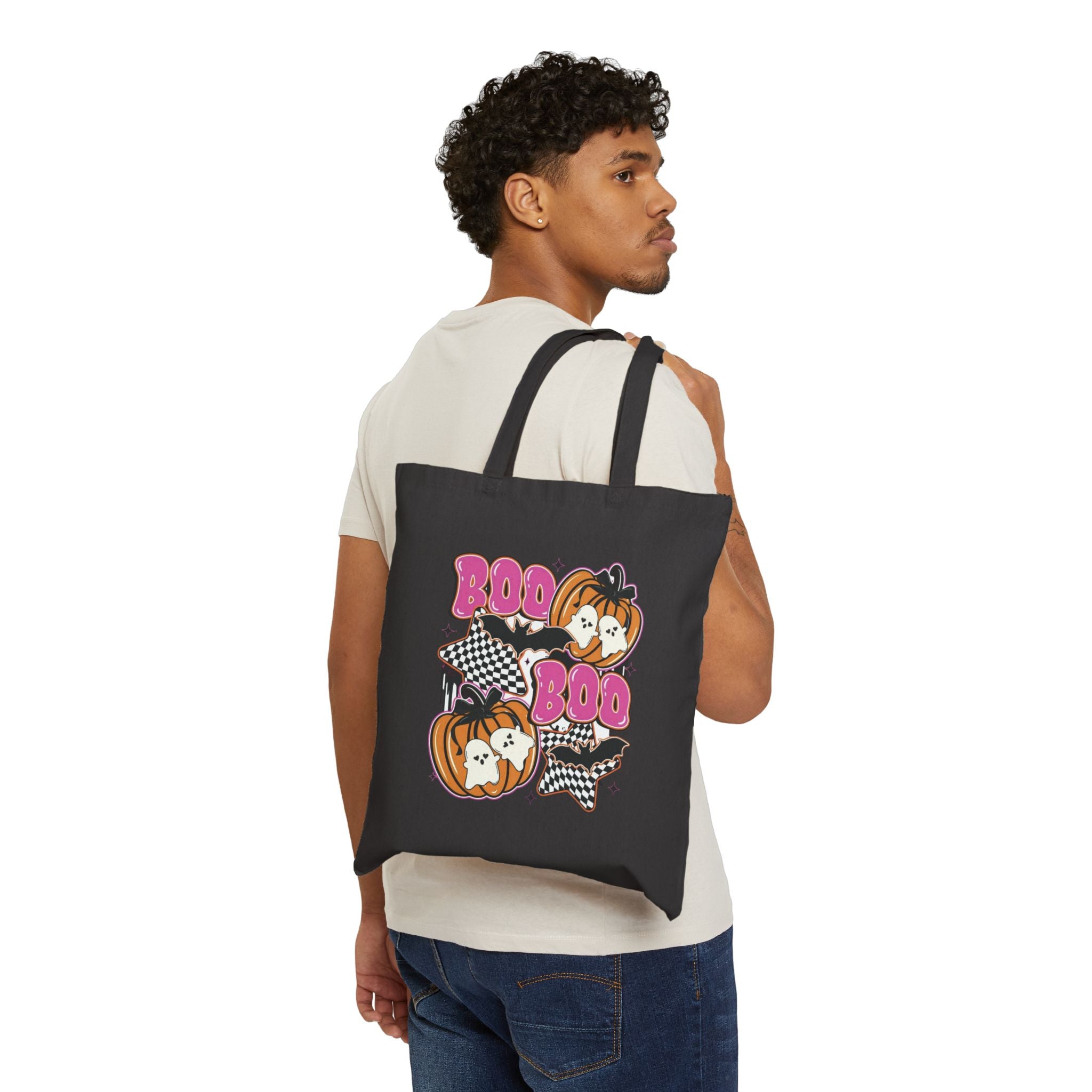 Boo Boo Pumpkin Tote Bag - Cute Retro Halloween Cotton Canvas Market Tote
