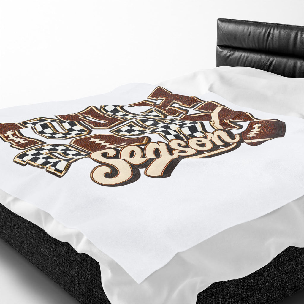Touchdown Season Velveteen Plush Blanket | Football Typography Design