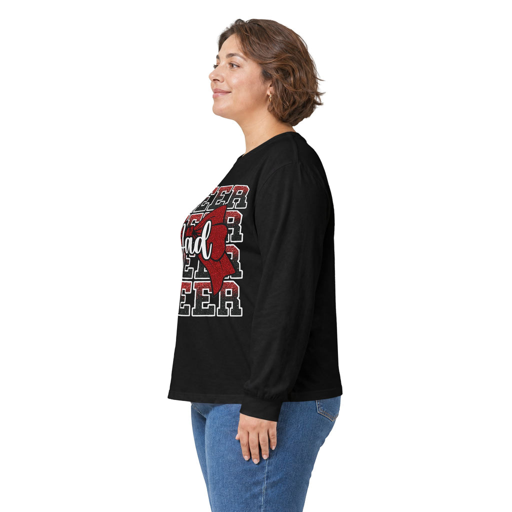 Cheer Dad Long Sleeve Tee — Red Bow Cheerleader Dad Shirt