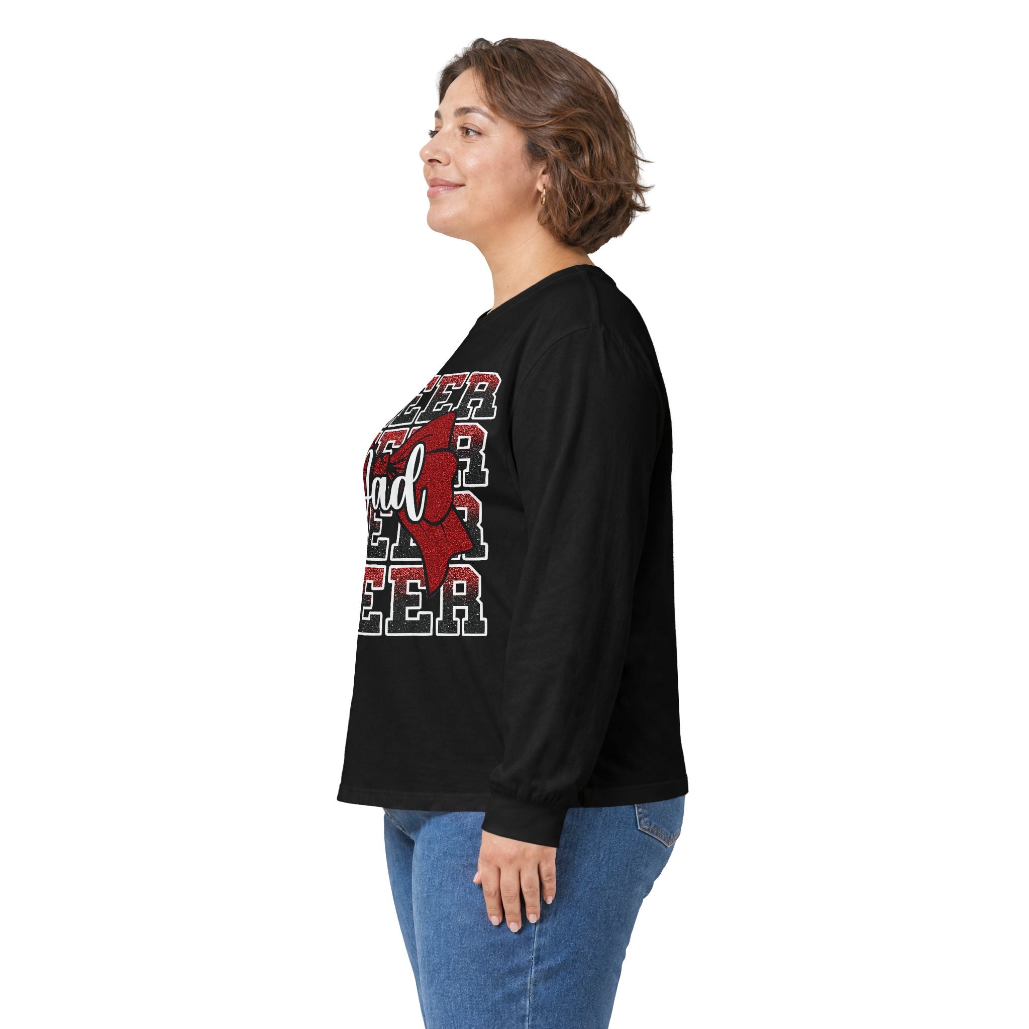 Cheer Dad Long Sleeve Tee — Red Bow Cheerleader Dad Shirt