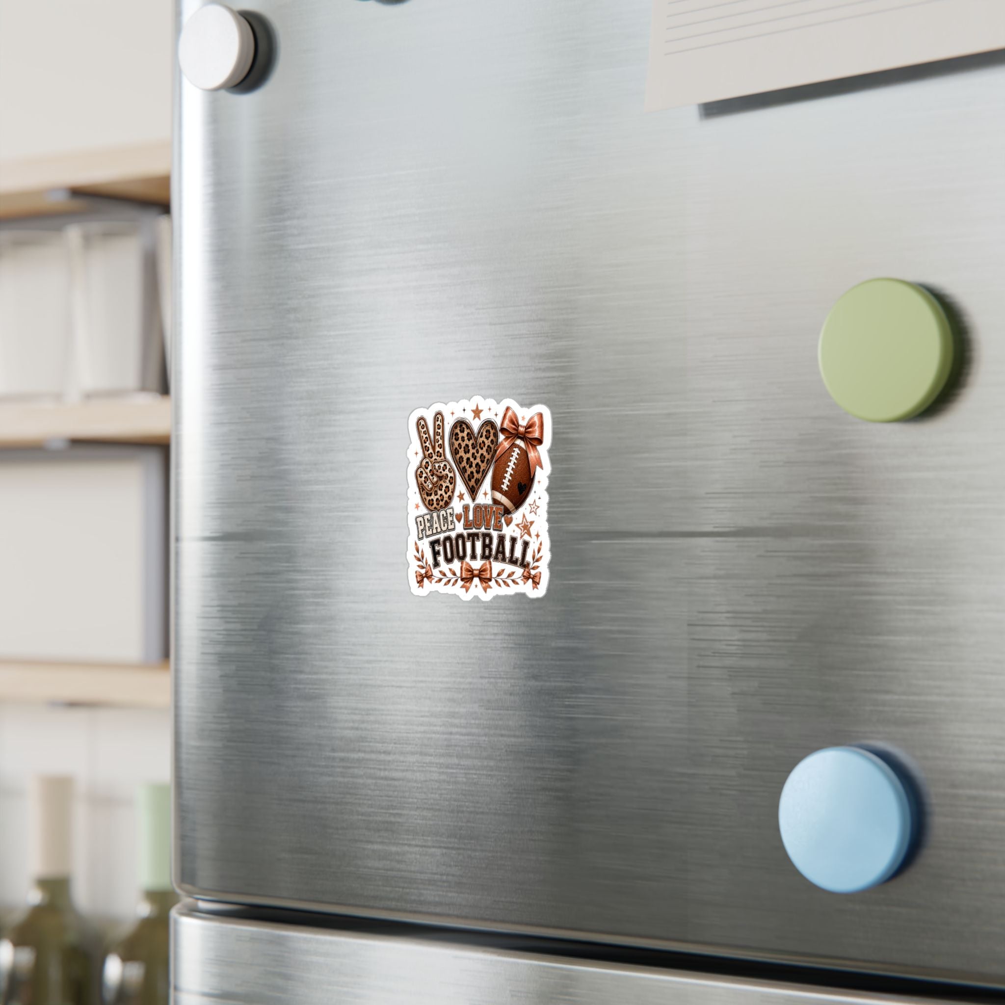Peace Love Football Leopard Print Vinyl Sticker