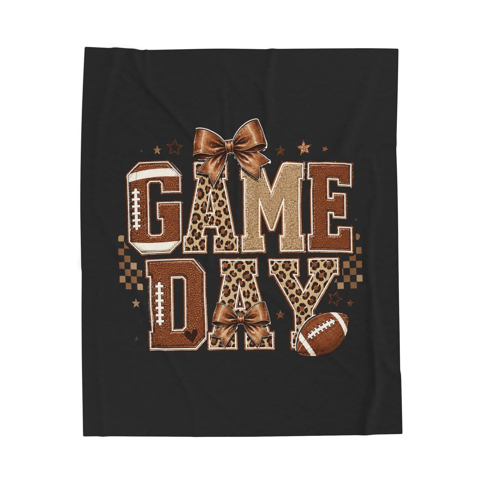 Game Day Velveteen Plush Blanket — Leopard Football Design