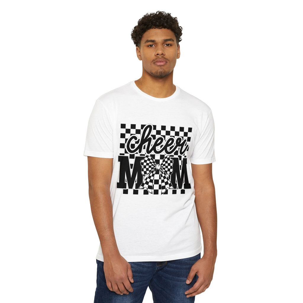 Cheer Mom Graphic T‑Shirt — Checkerboard Bow Design