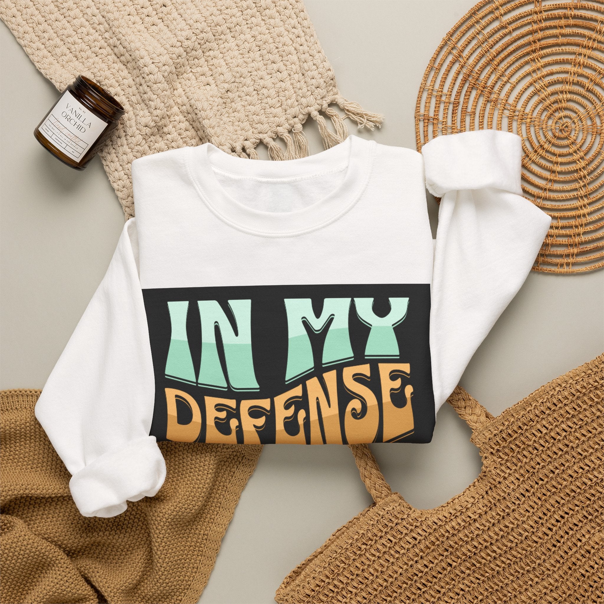 Coffee Sweatshirt — "In My Defense I Ran Out Of Coffee" Graphic Crewneck