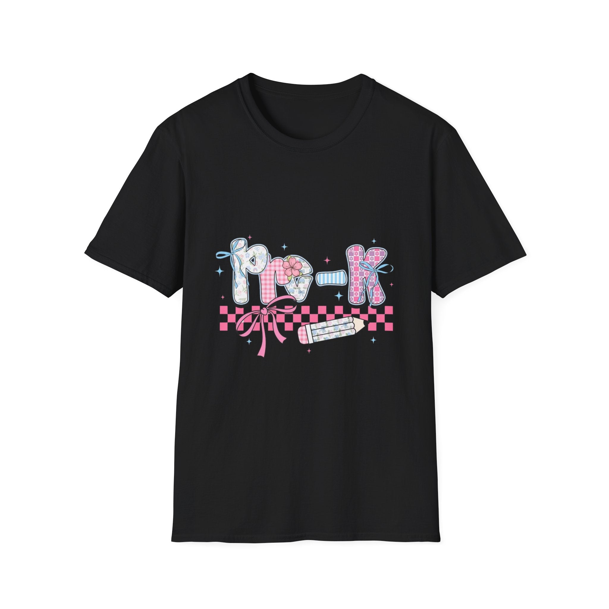 Pink Checkerboard Graphic T-Shirt — Cute Pastel Retro 'P R - K' Design