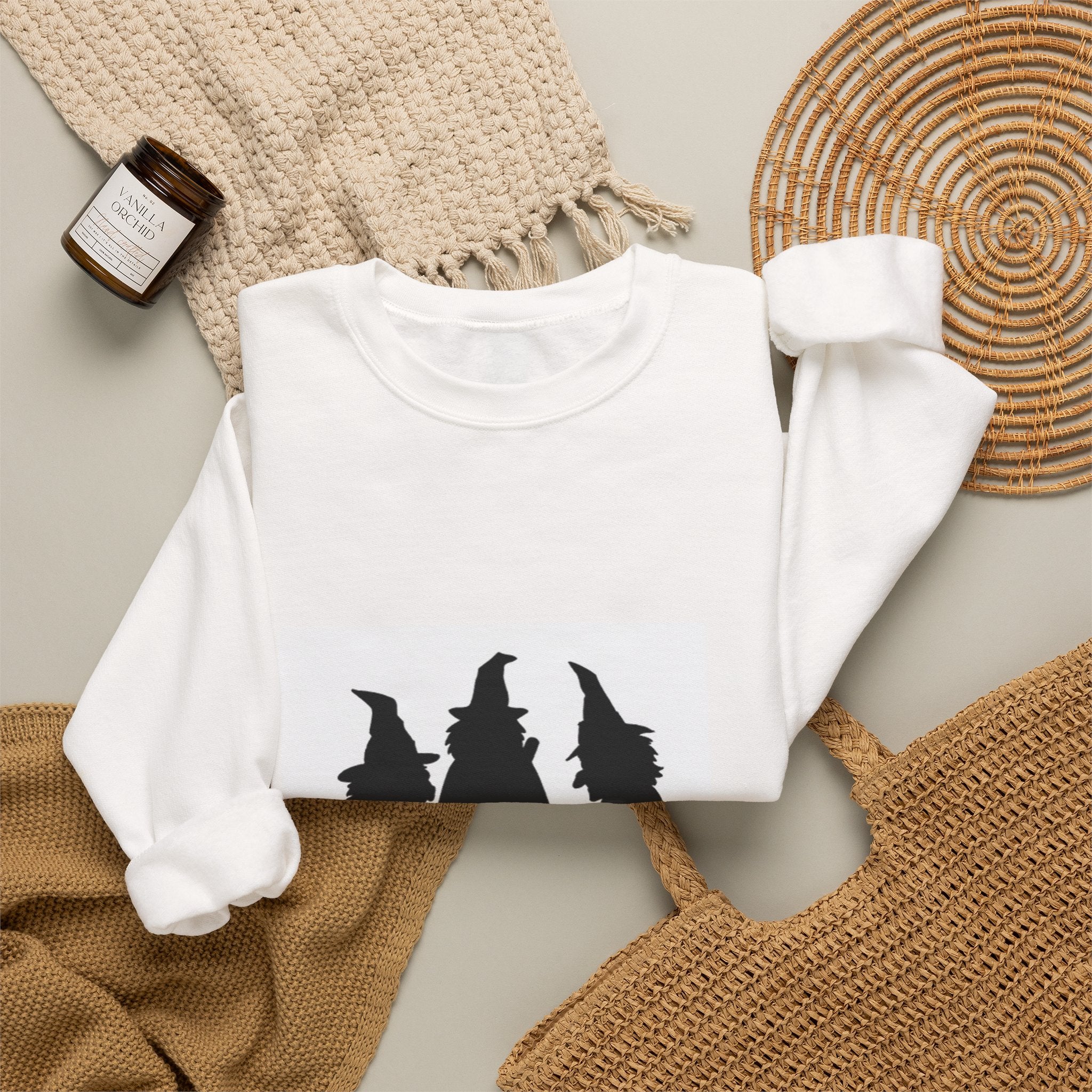 Witch Silhouette Crewneck Sweatshirt – Spooky Trio Halloween Pullover