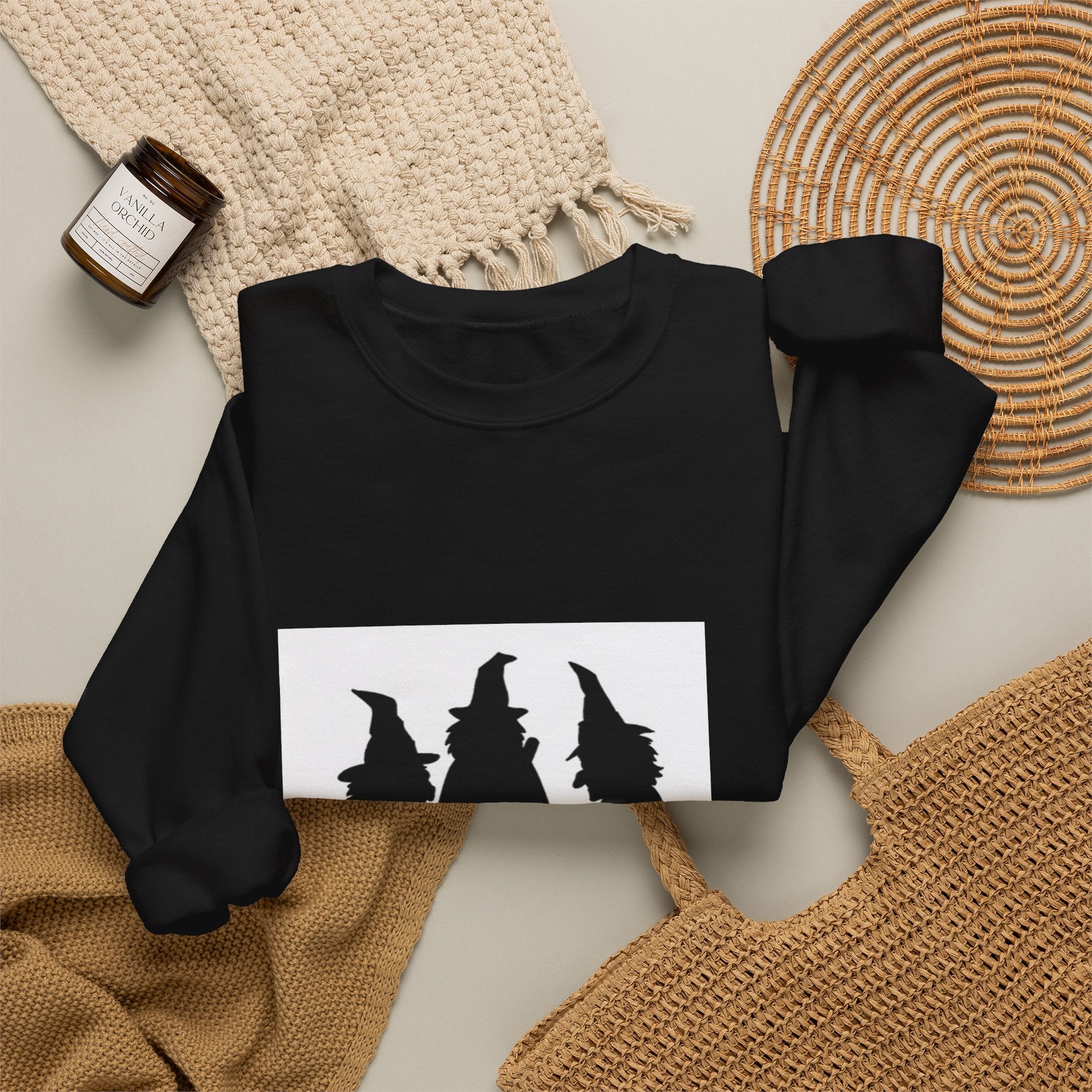 Witch Silhouette Crewneck Sweatshirt – Spooky Trio Halloween Pullover