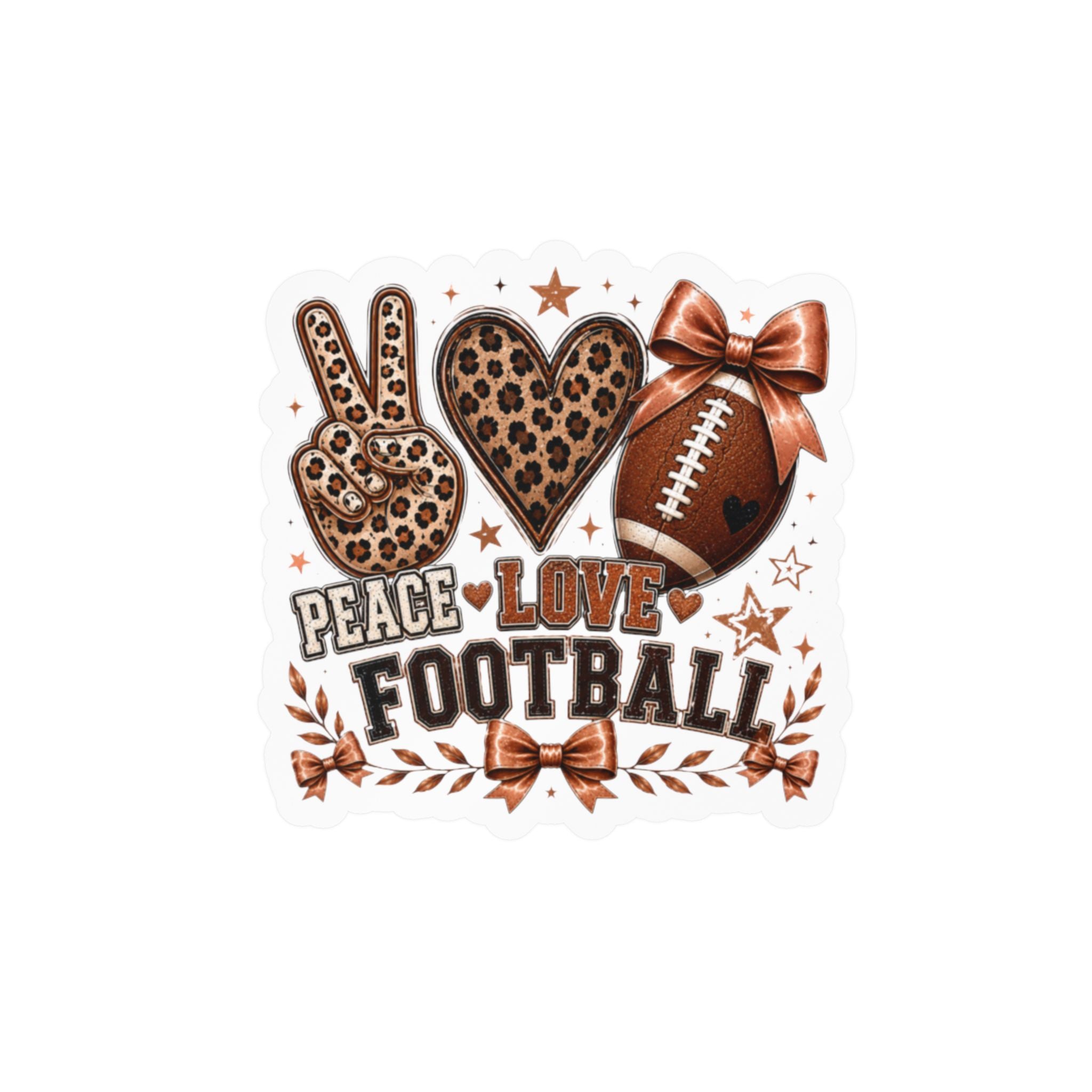 Peace Love Football Leopard Print Vinyl Sticker