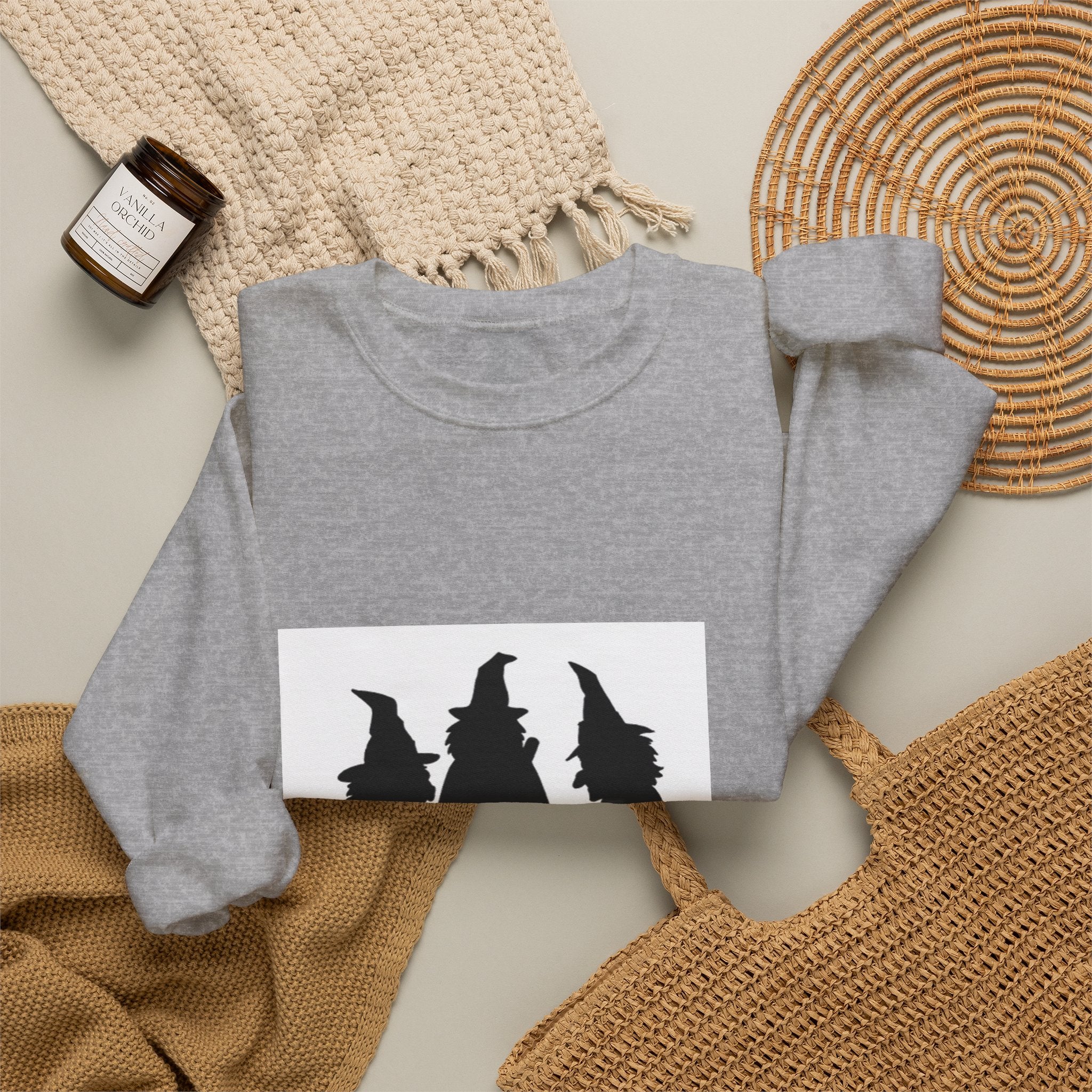 Witch Silhouette Crewneck Sweatshirt – Spooky Trio Halloween Pullover