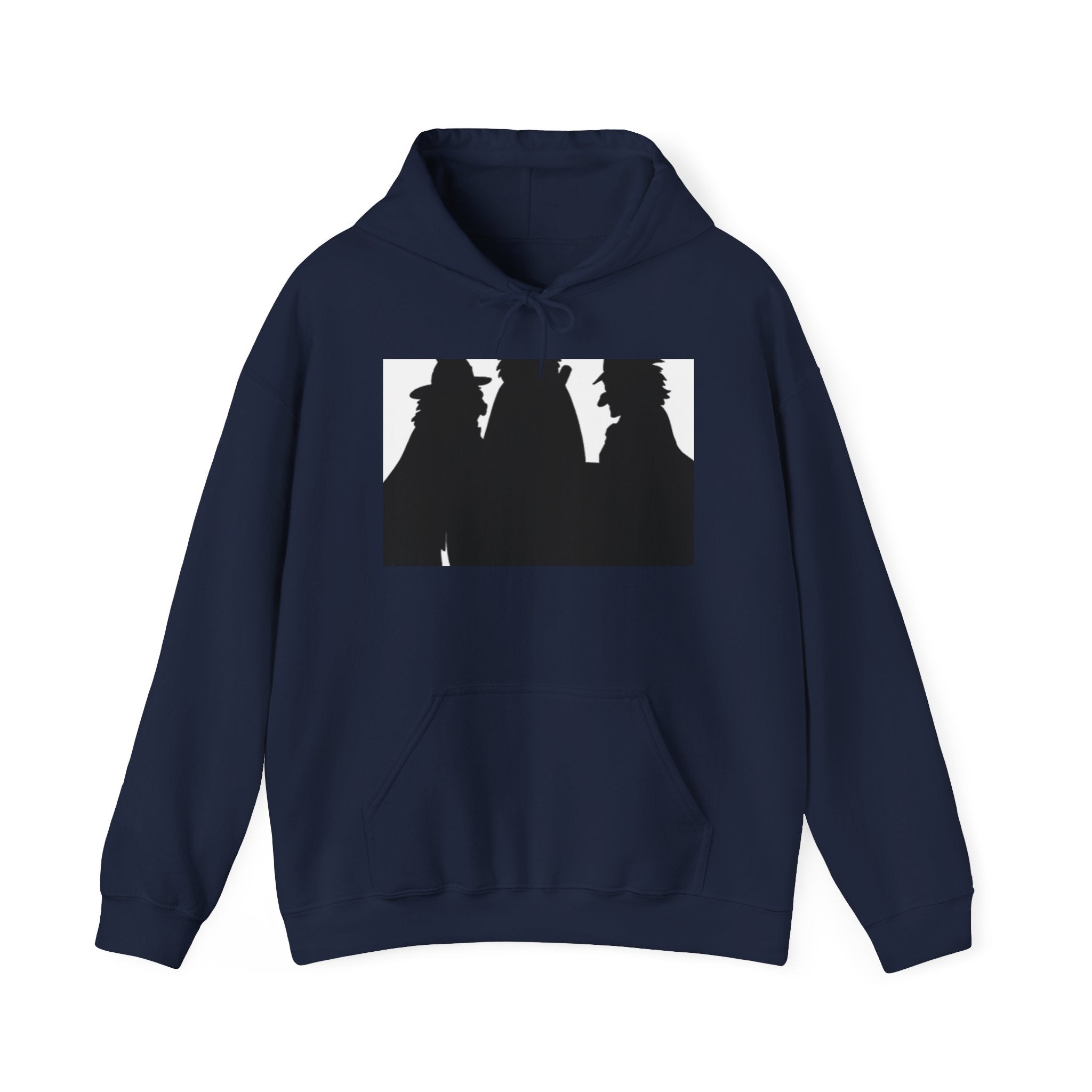 Silhouette Trio Hoodie — Mystery Detective Shadow Graphic Hooded Sweatshirt