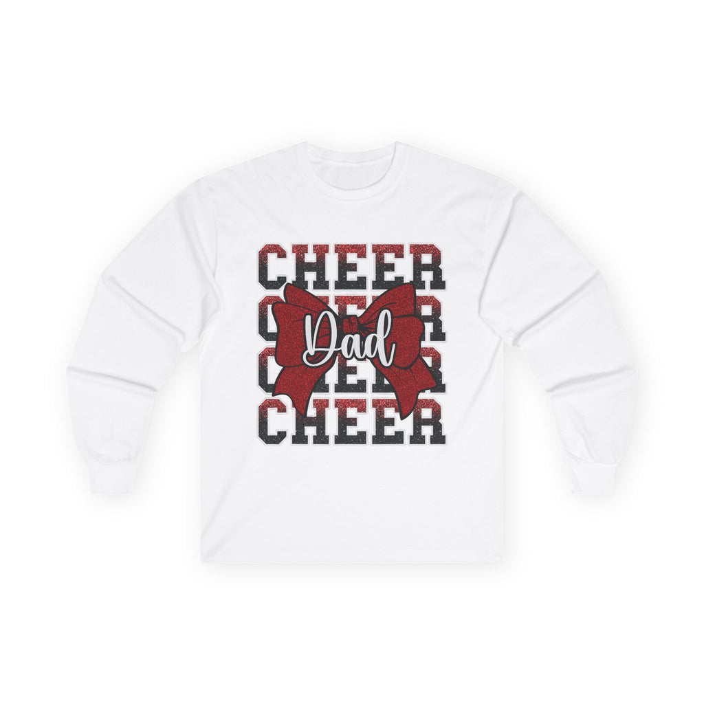 Cheer Dad Long Sleeve Tee — Red Bow Cheerleader Dad Shirt